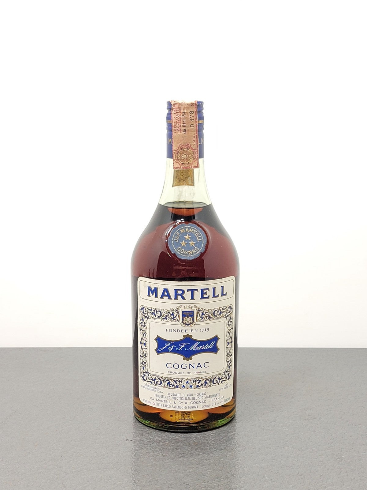 Cognac Martell 3 Stars 1970s 250 ° Aniversario bott.75 cl 40%