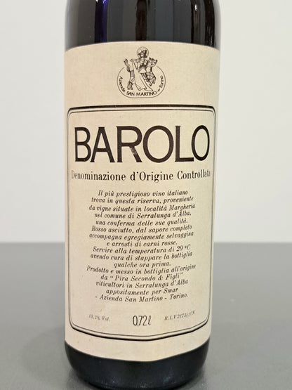 Barolo Riserva Speciale 1970 Pira Secondo. Cl 72 Imb. X Azienda San Martino