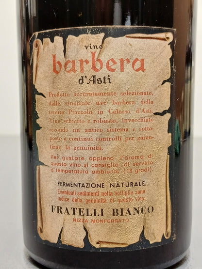 Barbera d'Asti 1964 Fratelli Bianco Nizza Monferrato bott.72 cl