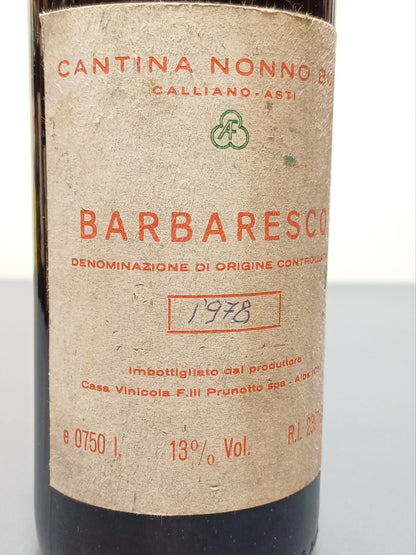 Barbaresco Cantina Nonno Bum Calliano 1978  Asti Imb. F.lli Prunott bott..75 cl