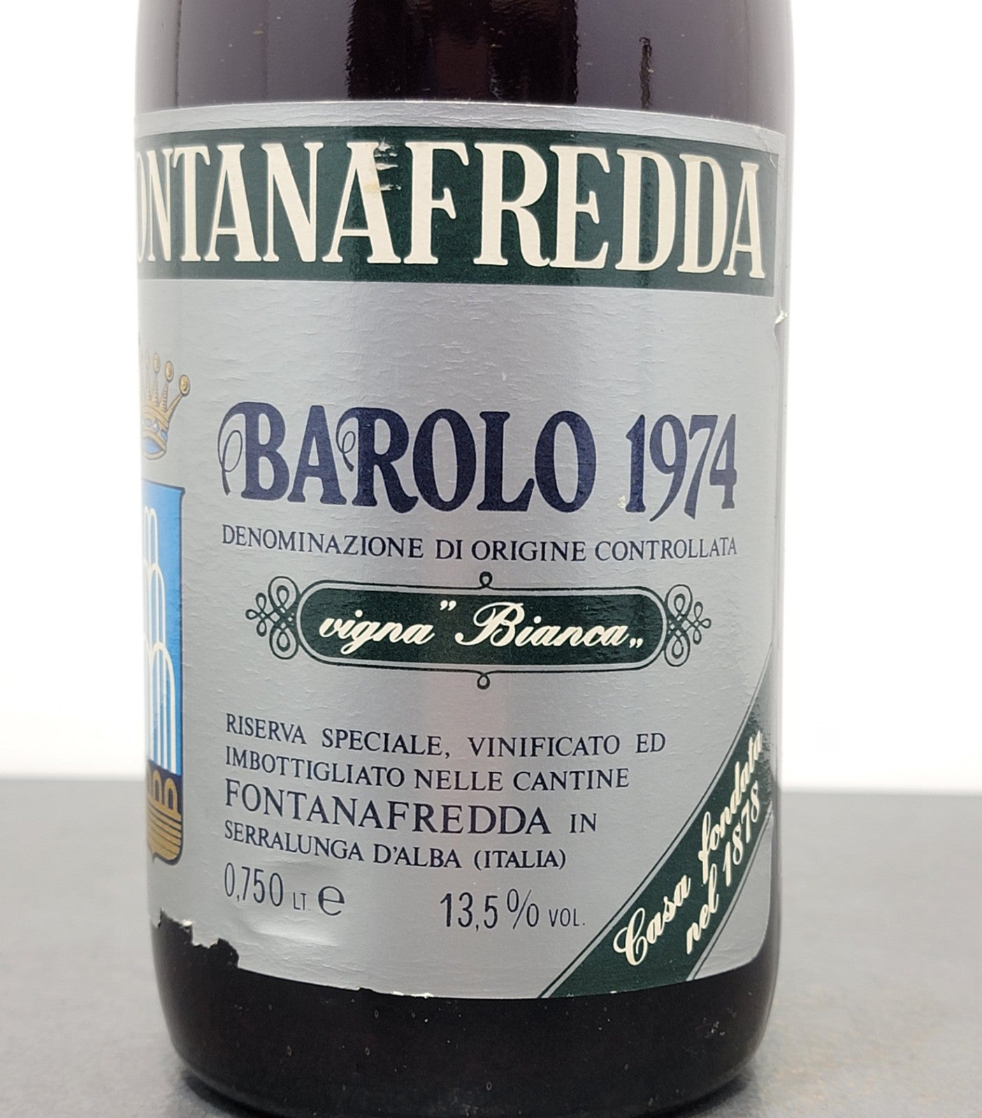 Barolo Fontanafredda Riserva Speciale 1974 Vigna Bianca bott.75 cl 13.5%