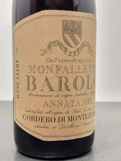 Barolo Cordero Di Montezemolo 1981 Monfalletto bott.75 cl 14%