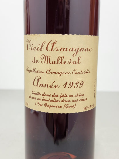 Armagnac Malleval 1939 Vic Fezensac Imbottigliato 2000 Cassa in Legno 70 cl 40%