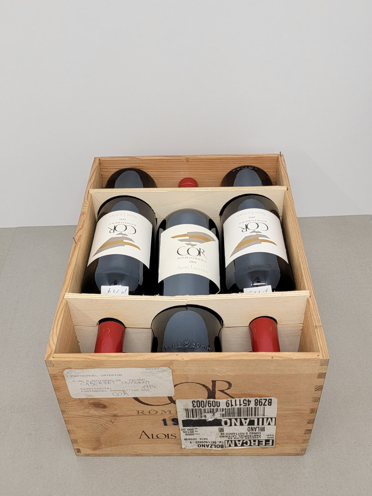 Alois Lageder Cor Romigberg 1994 Alto Adige Cassa in Legno 6 bottle 75 cl 12,5%