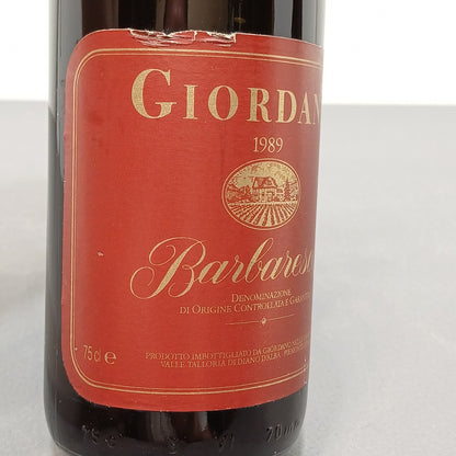 Barbaresco 1989 Giordano bott..75 cl 13%