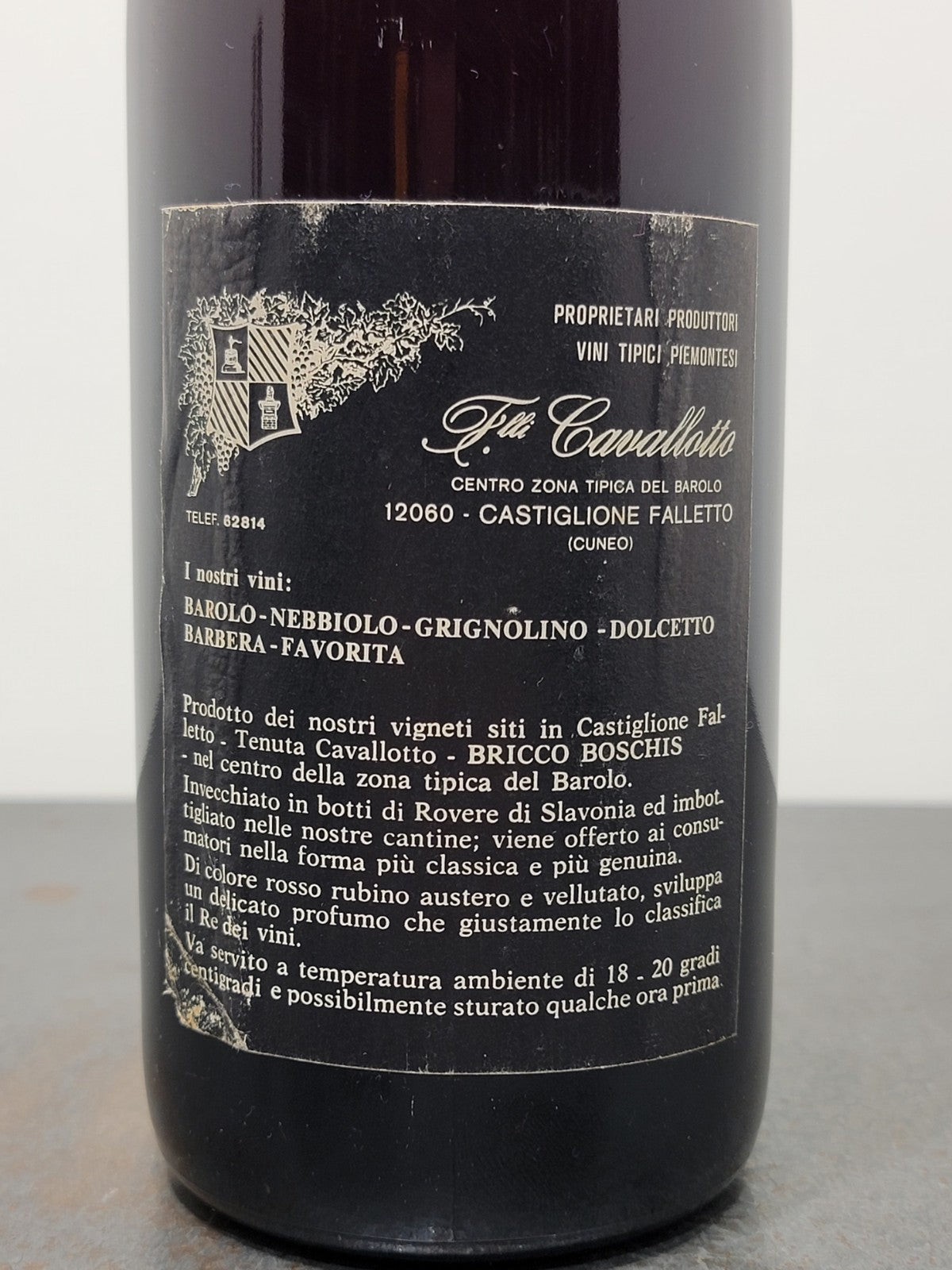 Barolo Cavallotto Bricco Boschis 1970 Castiglione Falletto bott.72 cl 14%