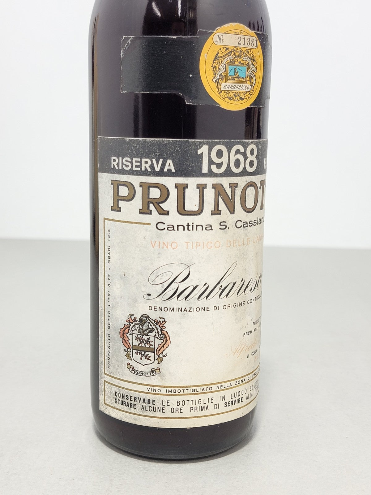Barbaresco Prunotto Riserva 1968 Cantina S. Cassiano bott.72 cl 13.5%