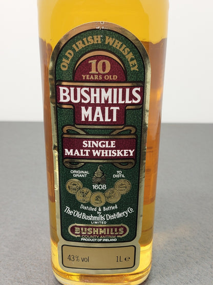 Whisky Bushmills 10 years 1990s Irish Old Whisky Single Malt bott. 1 Litro 43%
