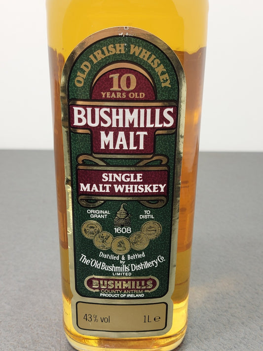 Whisky Bushmills 10 years 1990s Irish Old Whisky Single Malt bott. 1 Litro 43%