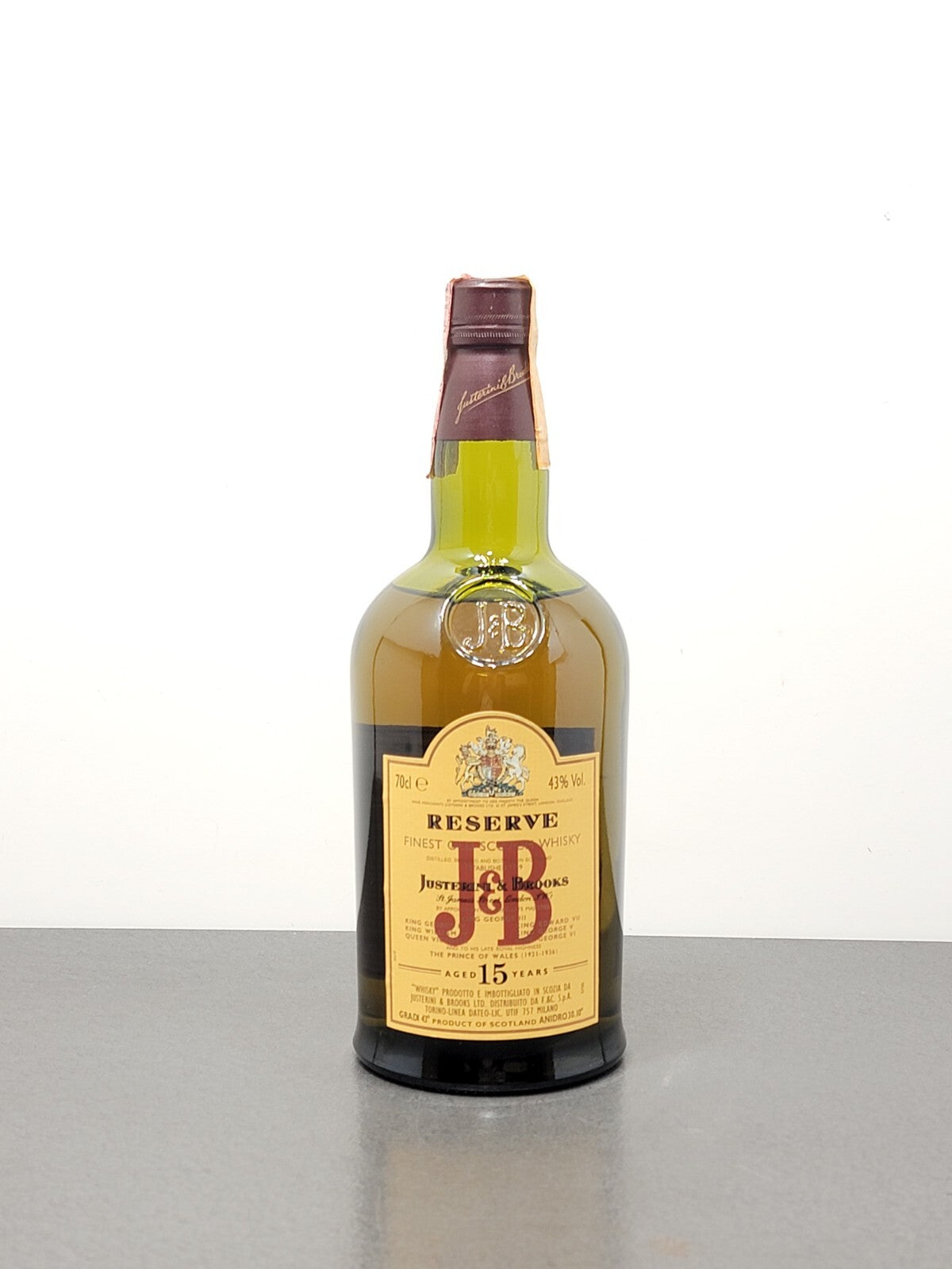 Whisky J & B 15 years Reserve 1980s Fines Old Scotch Whisky bott.70 cl 43 %