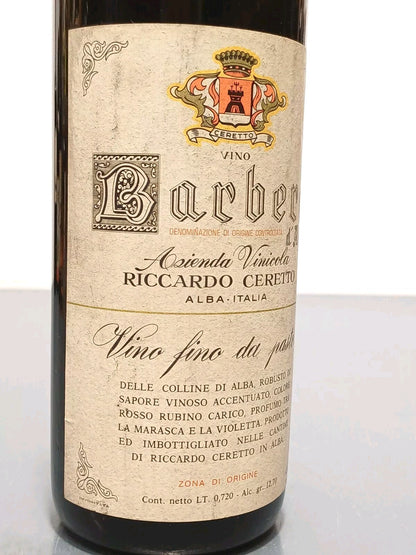 Barbera 1969 D'alba Riccardo Ceretto bott. 72 cl