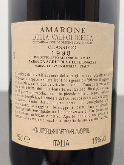 Amarone IL Cantiniere D'italia 1998 Valpollicella Classico Fratelli Bonazzi 75 cl