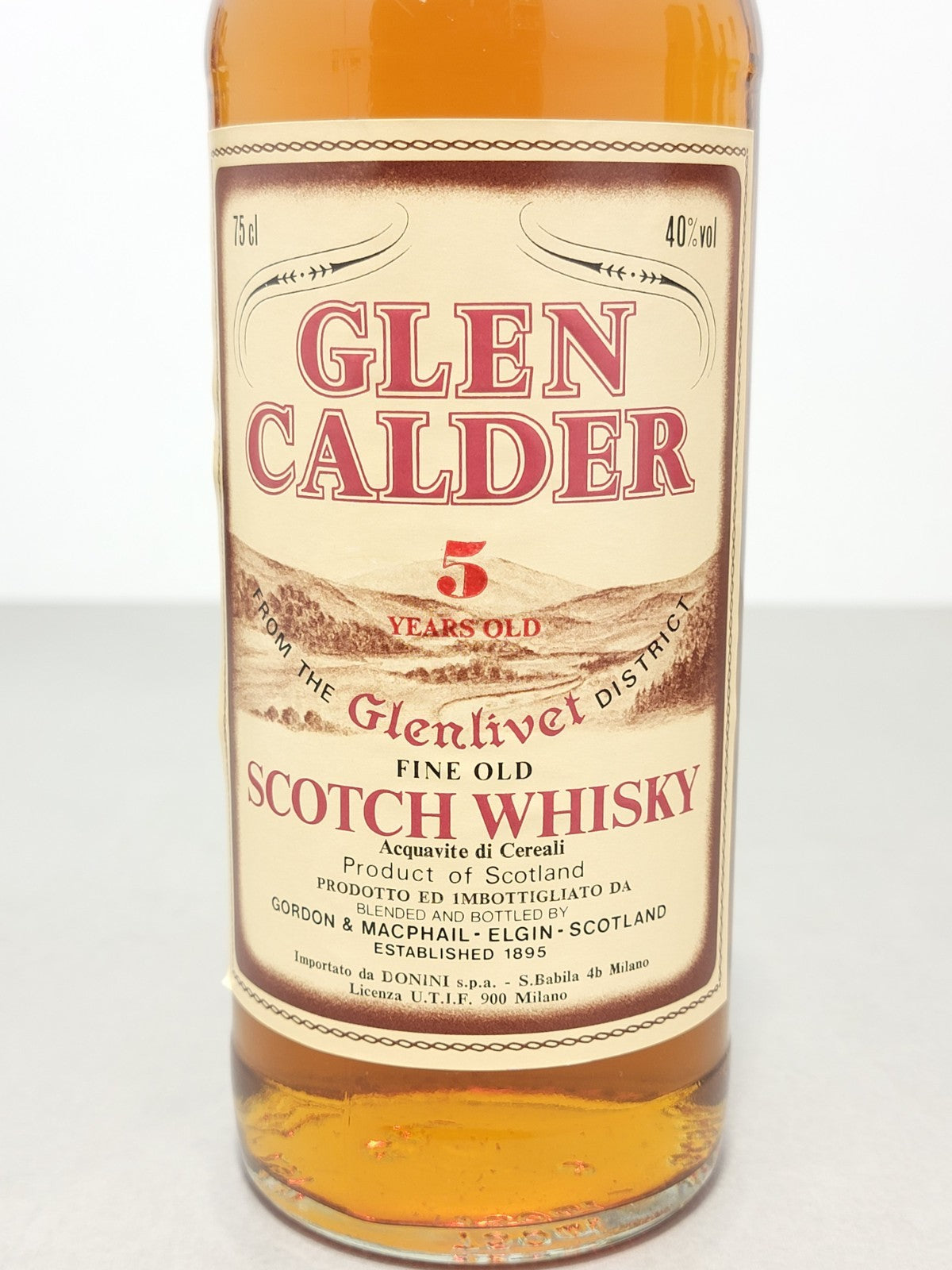 Whisky Glen Calder 5 years Glenlivet Gordon & Macphail 1970s con Box 75 cl 40%