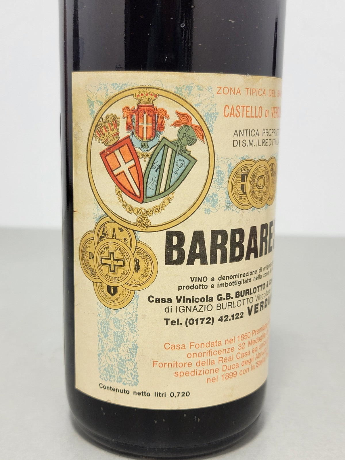 Barbaresco Castello Di Verduno 1965    G.B .Burlotto bott.. 72 cl 13.5%
