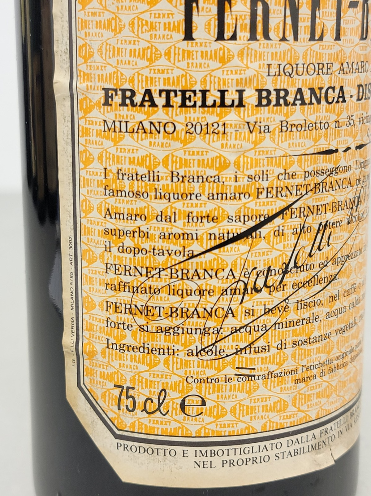 Fernet Branca 1985 bott.75 cl 45%