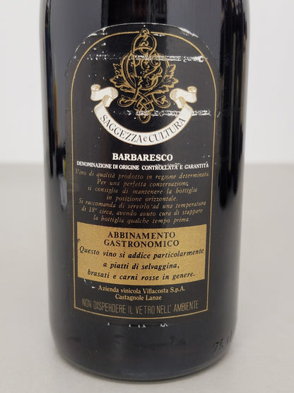 Barbaresco Villacosta 1987 Castagnole Lanze bott. 75 cl 13.5%