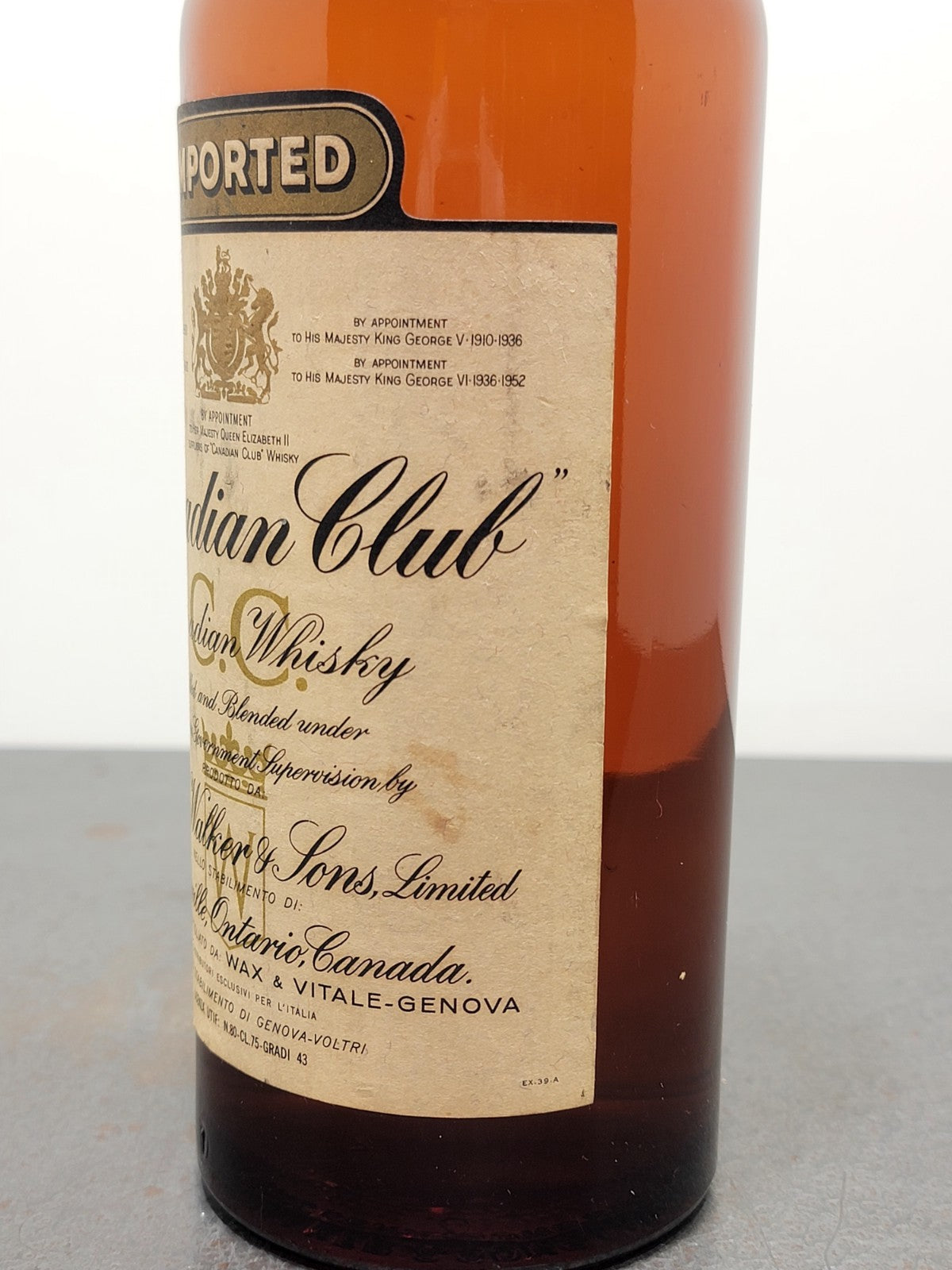 Whisky Canadian Club 1965 Hiram Walker bott.75 cl 43%