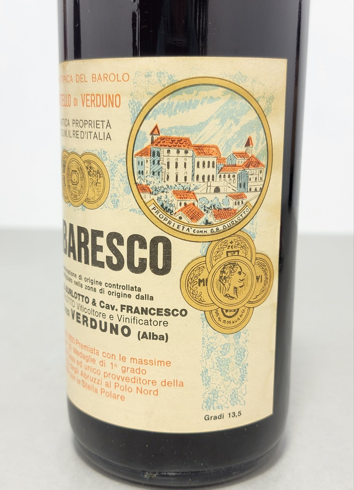 Barbaresco Castello Di Verduno 1965    G.B .Burlotto bott.. 72 cl 13.5%