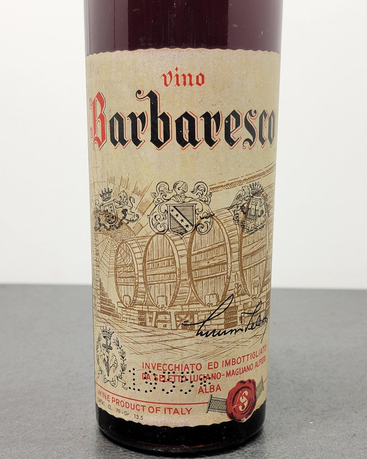 Barbaresco Seletto Luciano 1955 Magliano Alfieri Alba bott.70 cl 13.5%