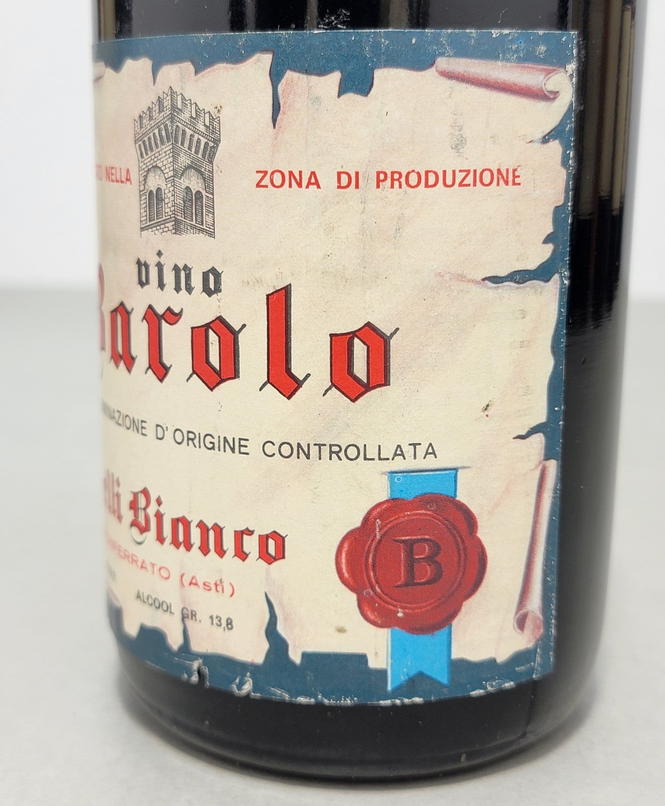 Barolo Fratelli Bianco Riserva 1964 Nizza Monferrato bott.72 cl 13,8%