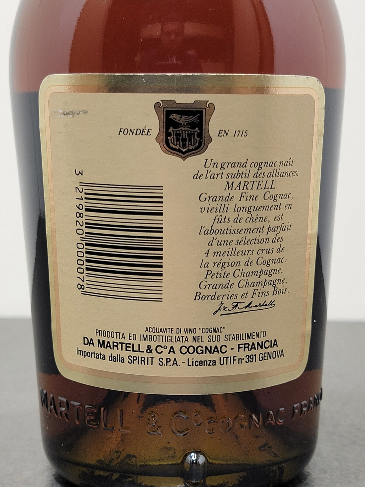 Cognac Martell 1980s Grande Fine Cognac bott.70 cl 40%