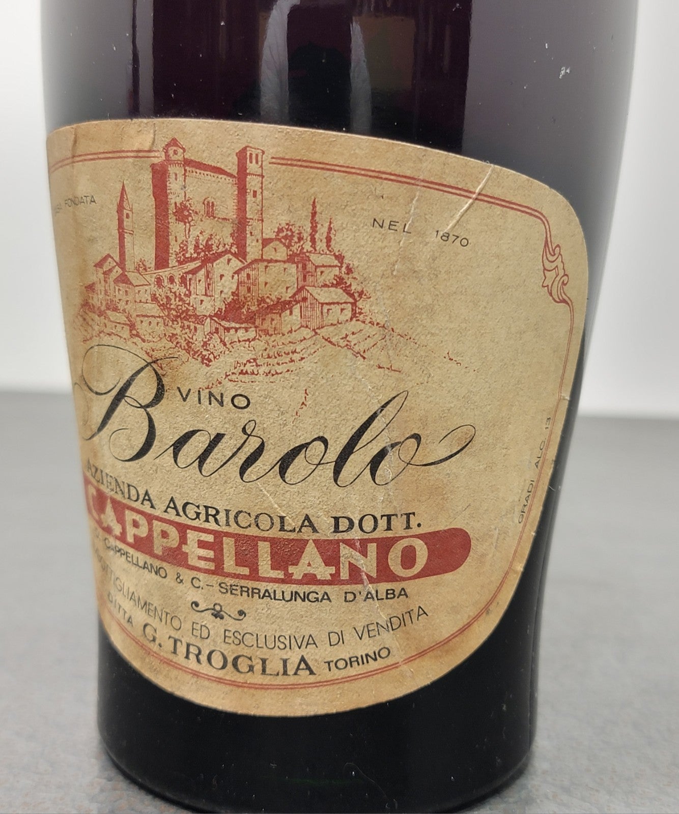Barolo Cappellano 1962 Troglia Serralunga d'Alba bott.72 cl 13%