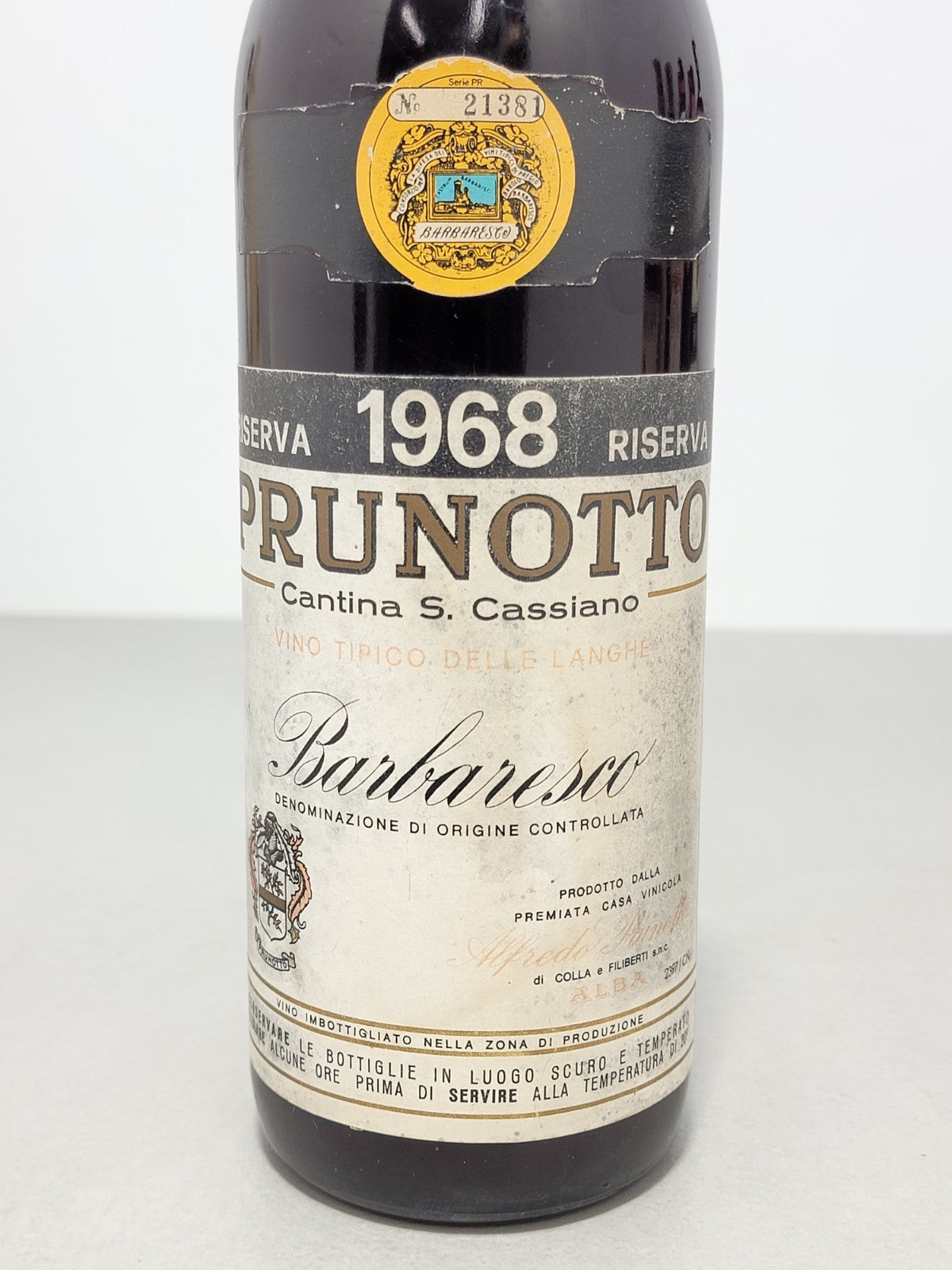 Barbaresco Prunotto Riserva 1968 Cantina S. Cassiano bott.72 cl 13.5%