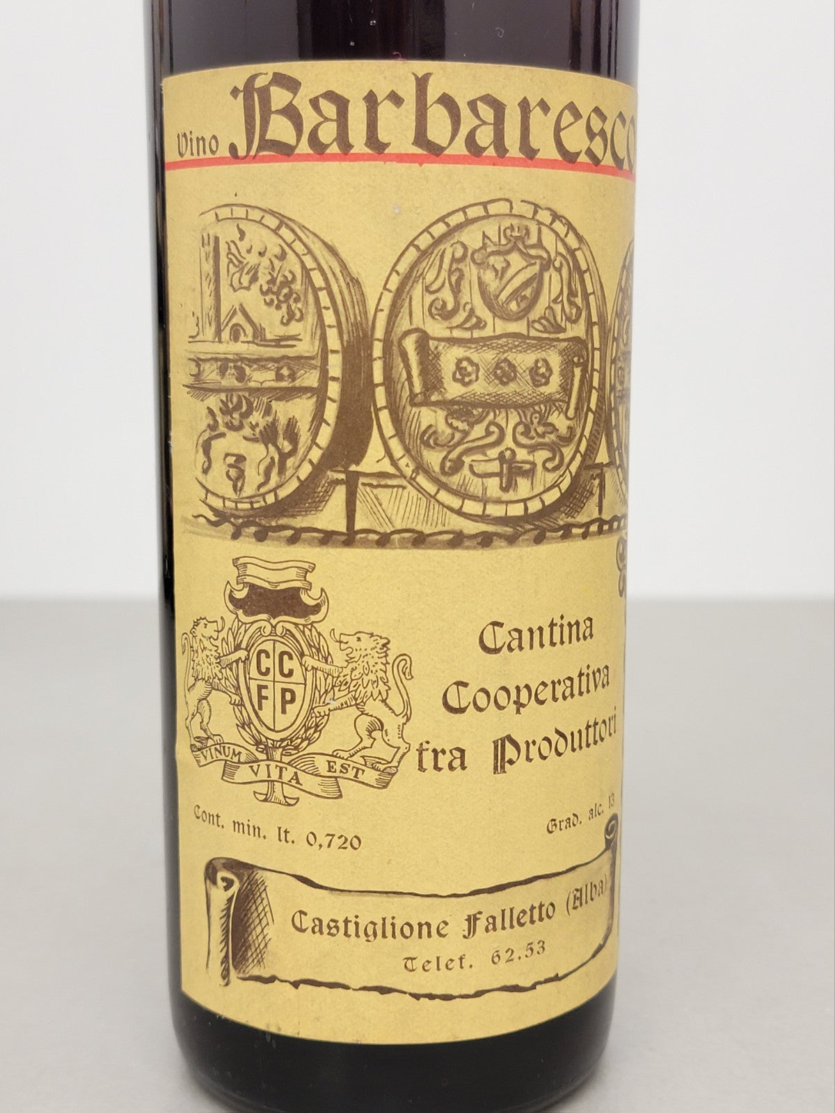 Barbaresco Coperativa fra Produttori 1962 Castiglione Falletto bott..72 cl 13%
