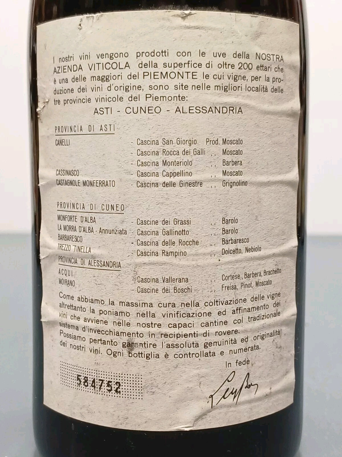 Barolo Luigi Bosca 1964 Vino Rosso Superiore bott.72 cl 13.5%