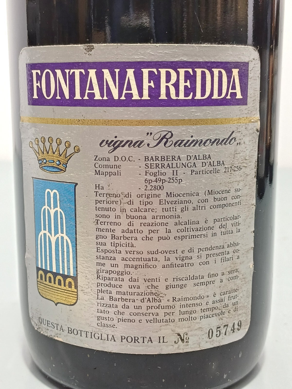 Barbera Fontanafredda 1978 Vigna Raimondo bott. 75 cl