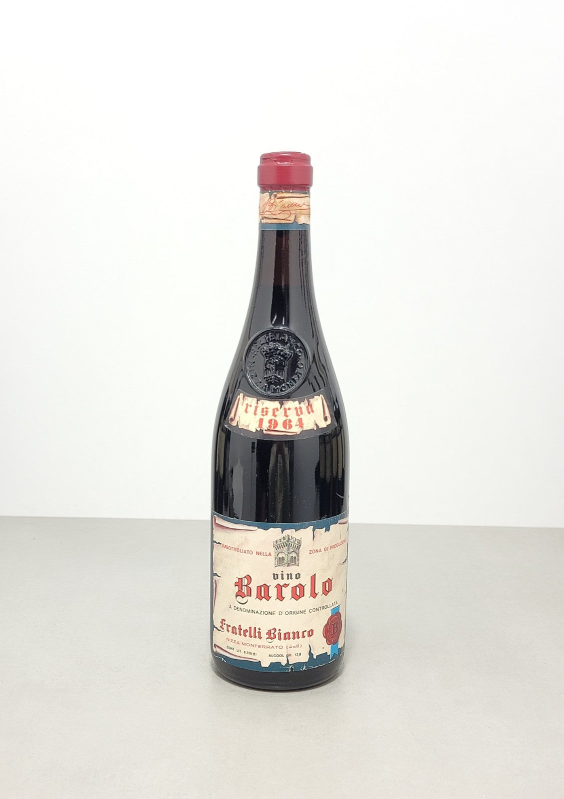 Barolo Fratelli Bianco Riserva 1964 Nizza Monferrato bott.72 cl 13,8%