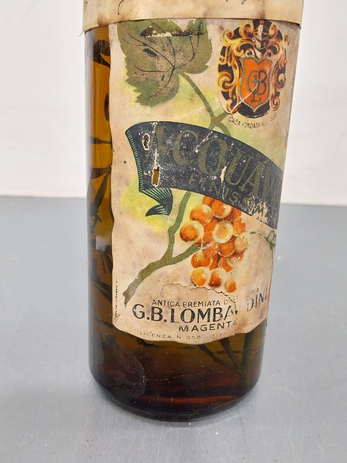 Grappa 1944/47 G. B Lombardini Acquavite Sigillo Reale bott 1 litro