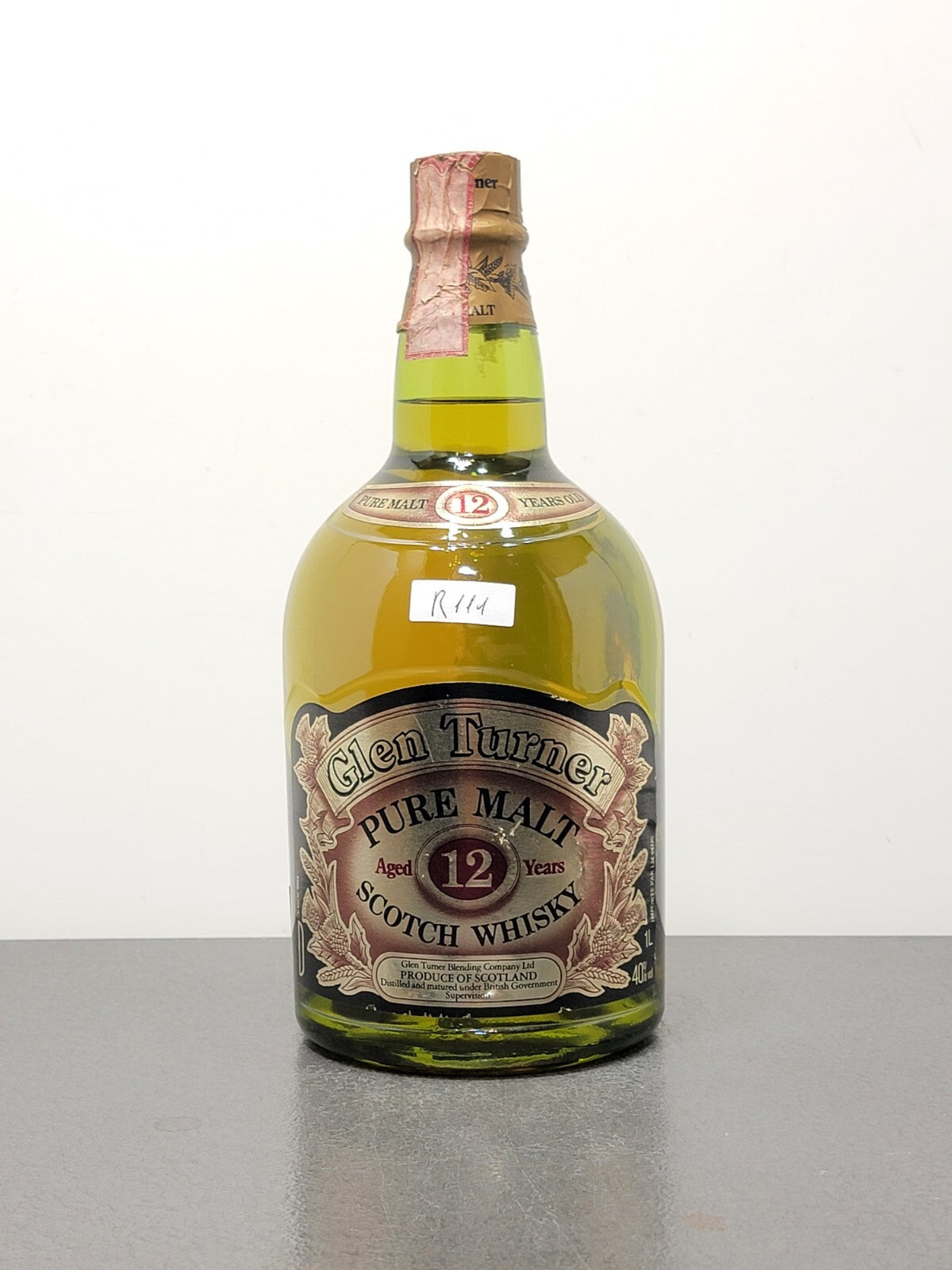 Whisky Glen Turner 12 years Pure Malt Scotch Whisky anni 80 bott.100 cl