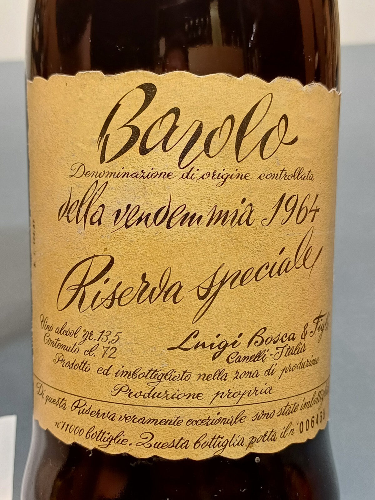 Barolo Luigi Bosca 1964 Riserva Speciale Vino Rosso bott.72 cl 13.5%