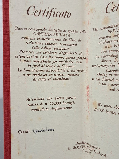 Grappa Bocchino 1979 - 80th Anniversary Cantina Privata bott. 70 cl