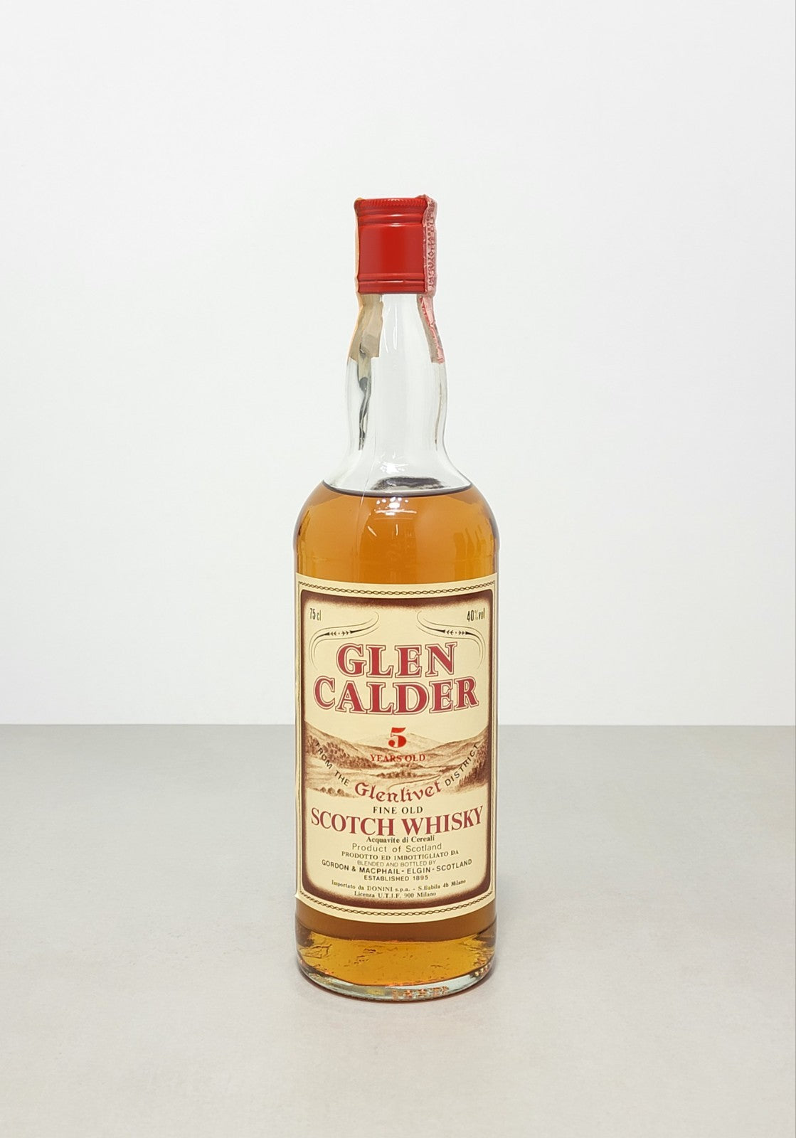 Whisky Glen Calder 5 years Glenlivet Gordon & Macphail 1970s con Box 75 cl 40%