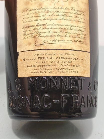 Cognac J.G Monnet V.S.O.P 25 years Fine Champagne bott. 73 cl anni 50