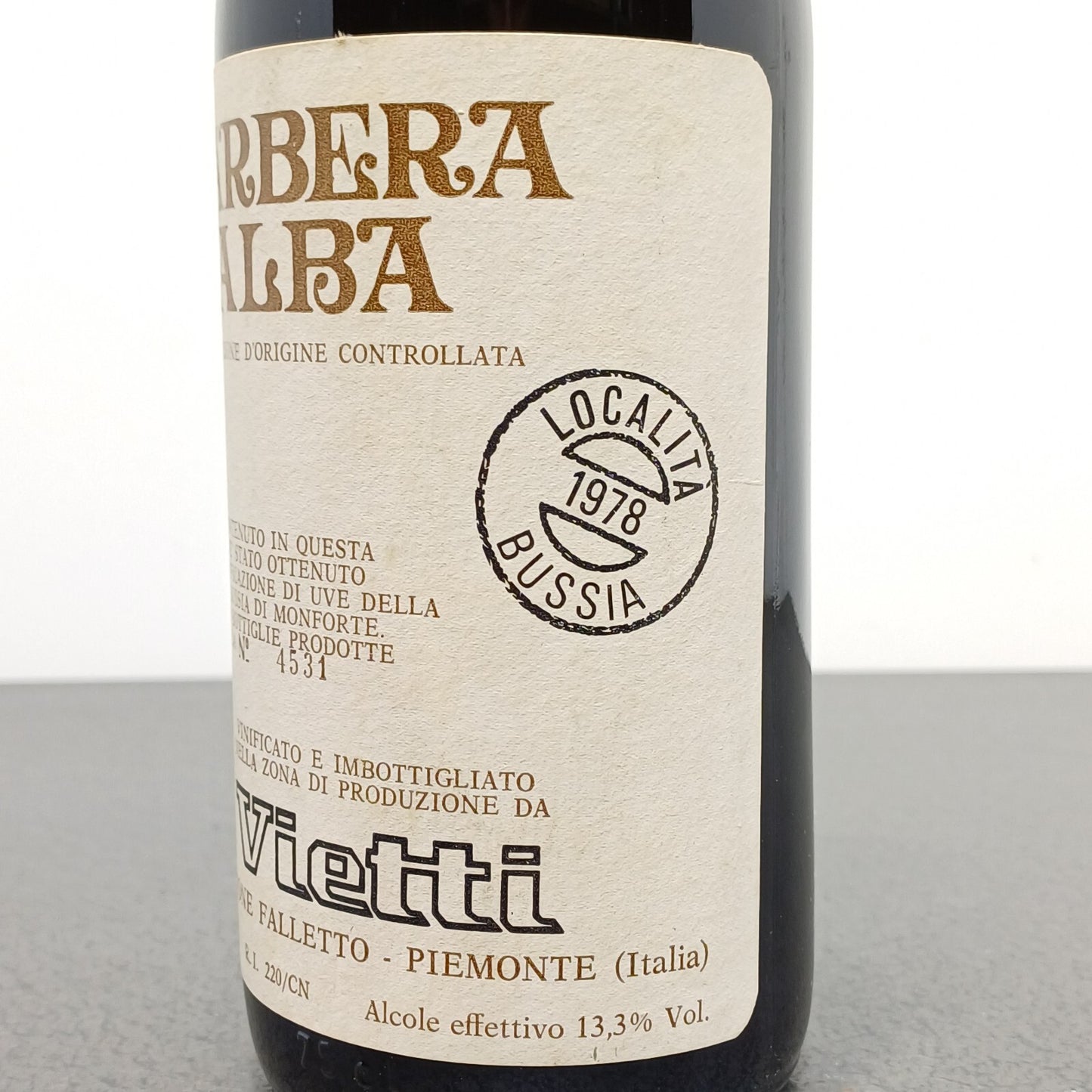 Barbera d'Alba 1978 Bussia Castiglione Falletto Vietti.75 cl 13.3%