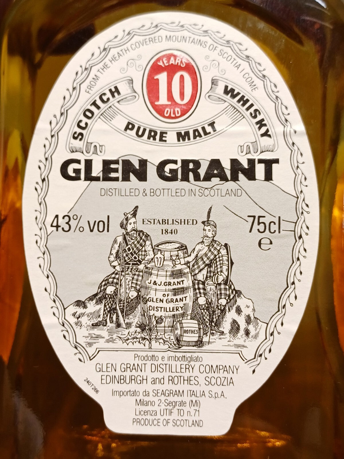 Glen Grant 10 years Pure Malt Scotch Whisky anni 80 bott.75 cl 43%