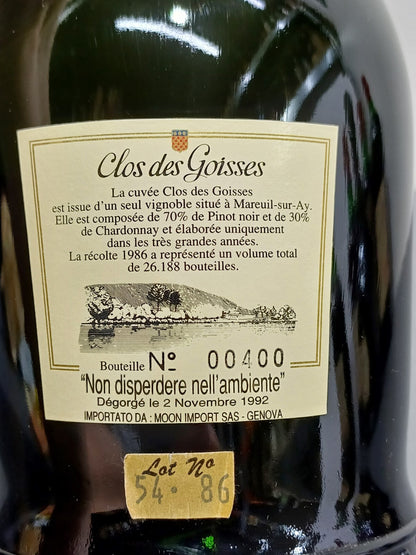 Champagne Philipponnat Clos Des Goisses 1986 bott.75 cl 13%