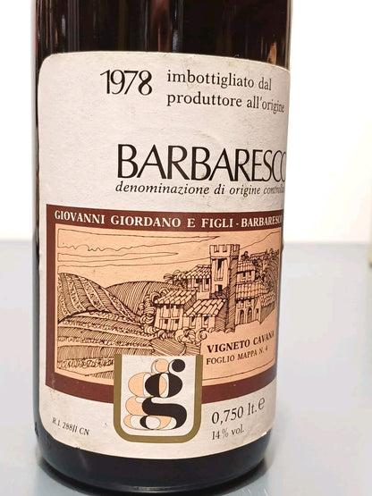 Barbaresco Giovanni Giordano 1978 Vigneto Cavana bott. 75cl