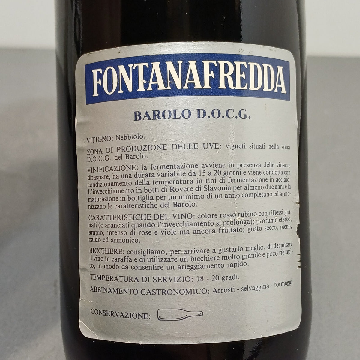 Barolo 1982 Fontanafredda Serralunga D'Alba bott. 75 cl 13%