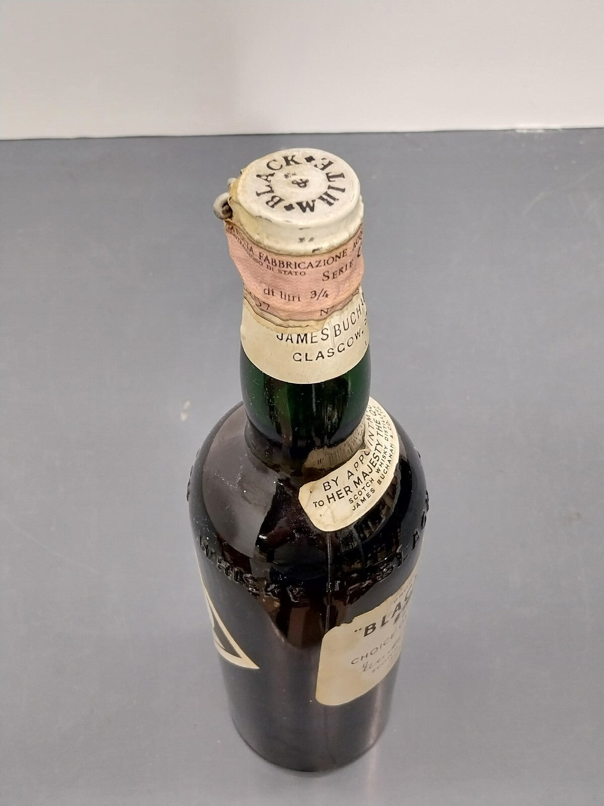 Whisky Black & White 1950s Spring Cap James Buchanan bott.75 cl